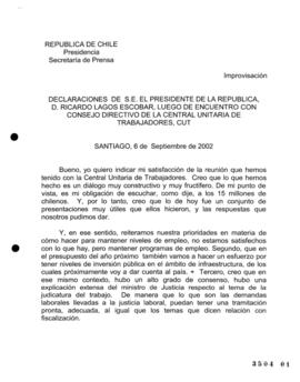 Declaraciones de S.E. el Presidente de la República, d. Ricardo Lagos Escobar, luego de encuentro...