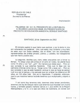 Palabras de S.E. el Presidente de la República, D. Ricardo Lagos Escobar, en Presentación de Proy...