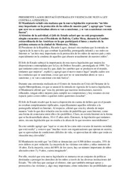 Entrada en vigencia de Ley que combate la pedofilia