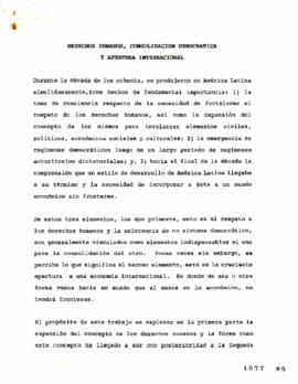 Derechos Humanos Consolidación Democrática y Apertura Internacional