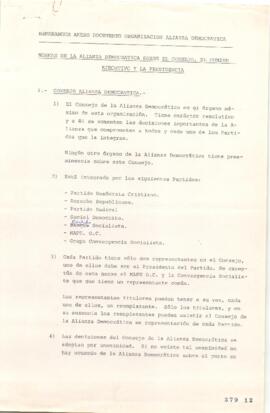 Normas de la Alianza Democrática sobre el Consejo, Comité Ejecutivo y la Presidencia