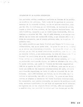 Declaración de Alianza Democrática relativa a Medidas Económicas del Gobierno