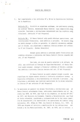 Documento de trabajo sobre creación del Banco Central