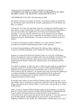Conferencia de prensa conjunta de los Presidentes de Chile, Ricardo Lagos y Argentina, Fernando d...