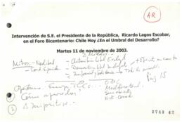 Chile Hoy ¿en el Umbral del Desarrollo?. Intervención del Presidente de la República en Foro Bice...