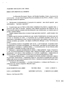 Declaración de la Dirección Provincial Osorno de Partido Socialista