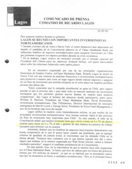 Lagos se reunió con importantes inversionistas norteamericanos
