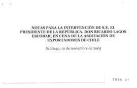 Notas para Intervención del Presidente de la República en Cena de la Asociación de Exportadores d...