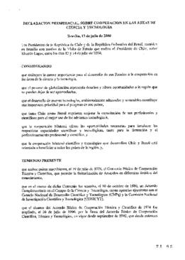 Declaración Presidencial relativa a Cooperación en las áreas de Ciencia y Tecnología