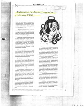 Declaración de Ámsterdam sobre Aborto, 1996. Artículo Prensa