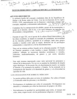 Nuevos Derechos y la Ampliación de la Ciudadanía. Minuta