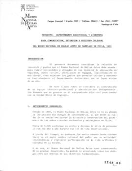 Proyecto relativo a Formación del Departamento Audiovisual y Videoteca del Museo Nacional de Bell...