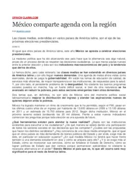 México comparte agenda con la región. Columna de opinión