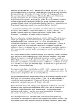 Recibe documentos inéditos de Manuel de Salas