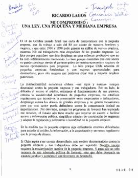 Ricardo Lagos. Mi compromiso: una ley, una pequeña y mediana empresa