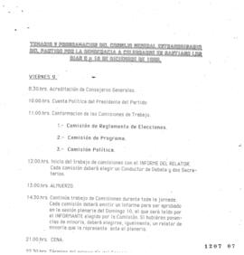 Programa de Actividades de Consejo Extraordinario de Partido Por la Democracia