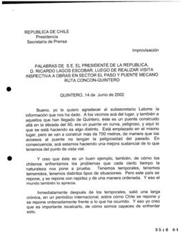 Palabras de S.E. el Presidente de la República, D. Ricardo Lagos Escobar, luego de realizar Visit...