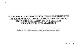 Notas para Intervención del Presidente de la República en Promulgación de Nueva Ley de Violencia ...