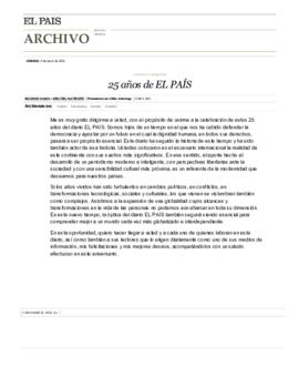 25 años de El País. Comentario de Presidente Ricardo Lagos