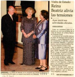 Visita de Estado: Reina alivia las tensiones. Artículo