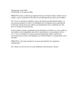 Declaraciones del Presidente de la República sobre Haití