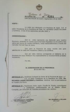 Decreto N°4251 de San Salvador de Jujuy. Argentina