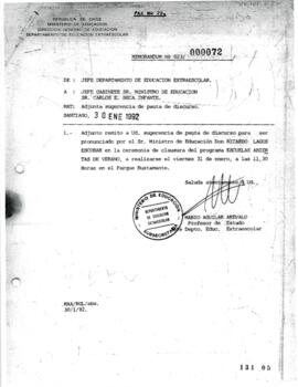 Carta que Adjunta Sugerencia de Pauta para Discurso