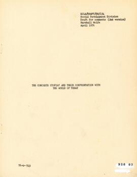 The concrete utopias and their confrontation with the world today. Documento de trabajo