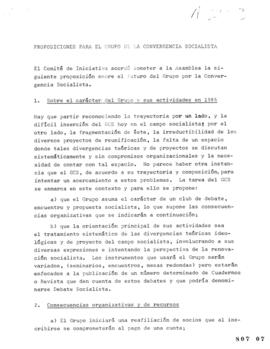 Proposiciones para Grupo de Convergencia Socialista