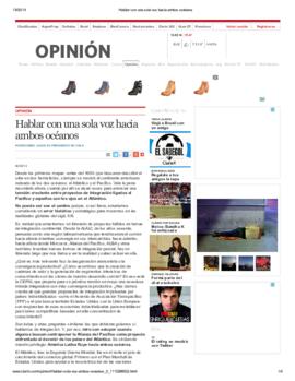 Hablar con una sola voz hacia ambos océanos. Columna de opinión