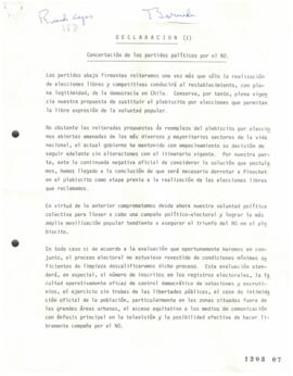 Declaración 1. Concertación de los partidos políticos por el No
